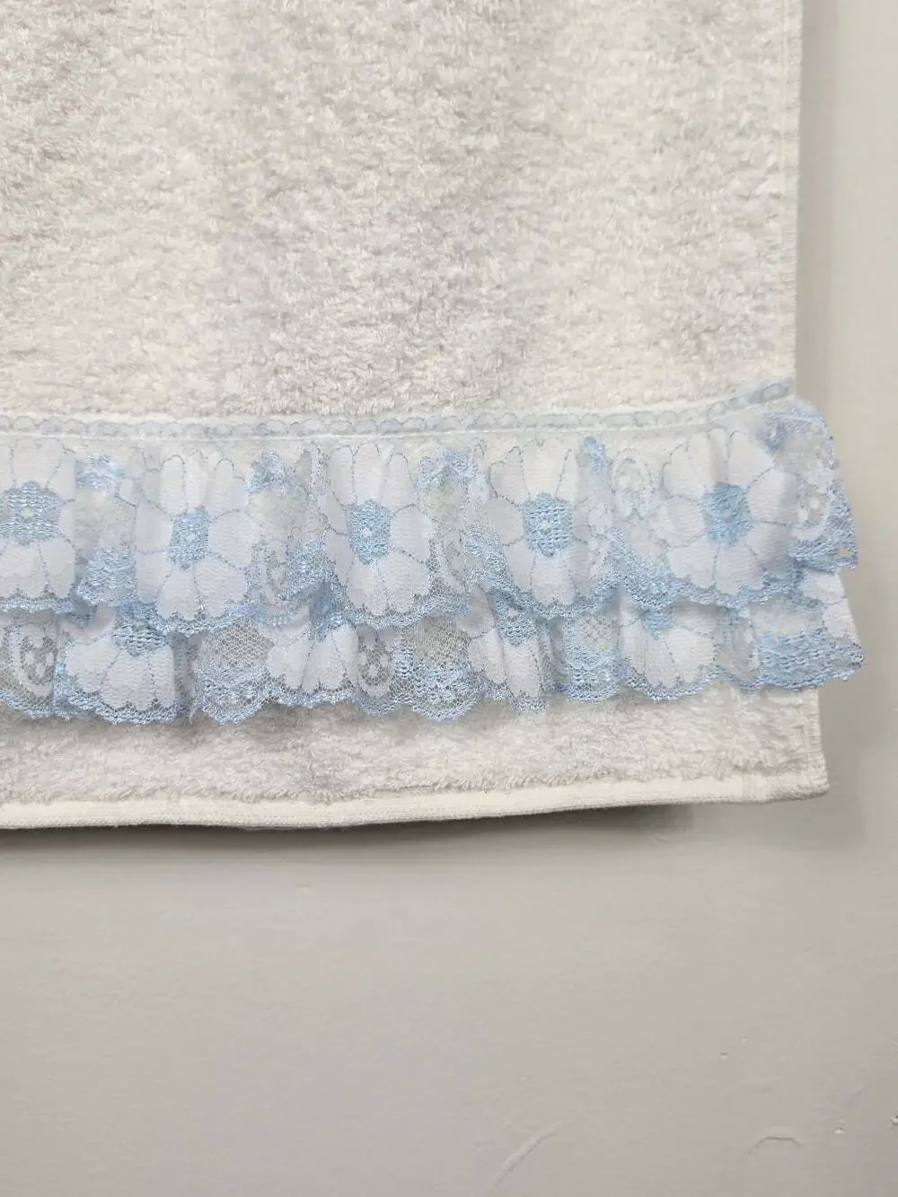 Vintage Sahara Egyptian Cotton Towel Set Blue Lace Cottagecore Guest Bath 4pc